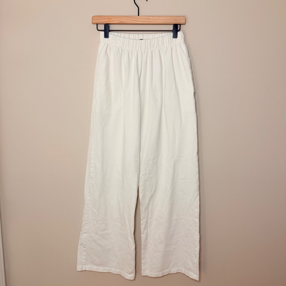 Women's Brandy Melville White Flared Sweatpants 100% Cotton One Size